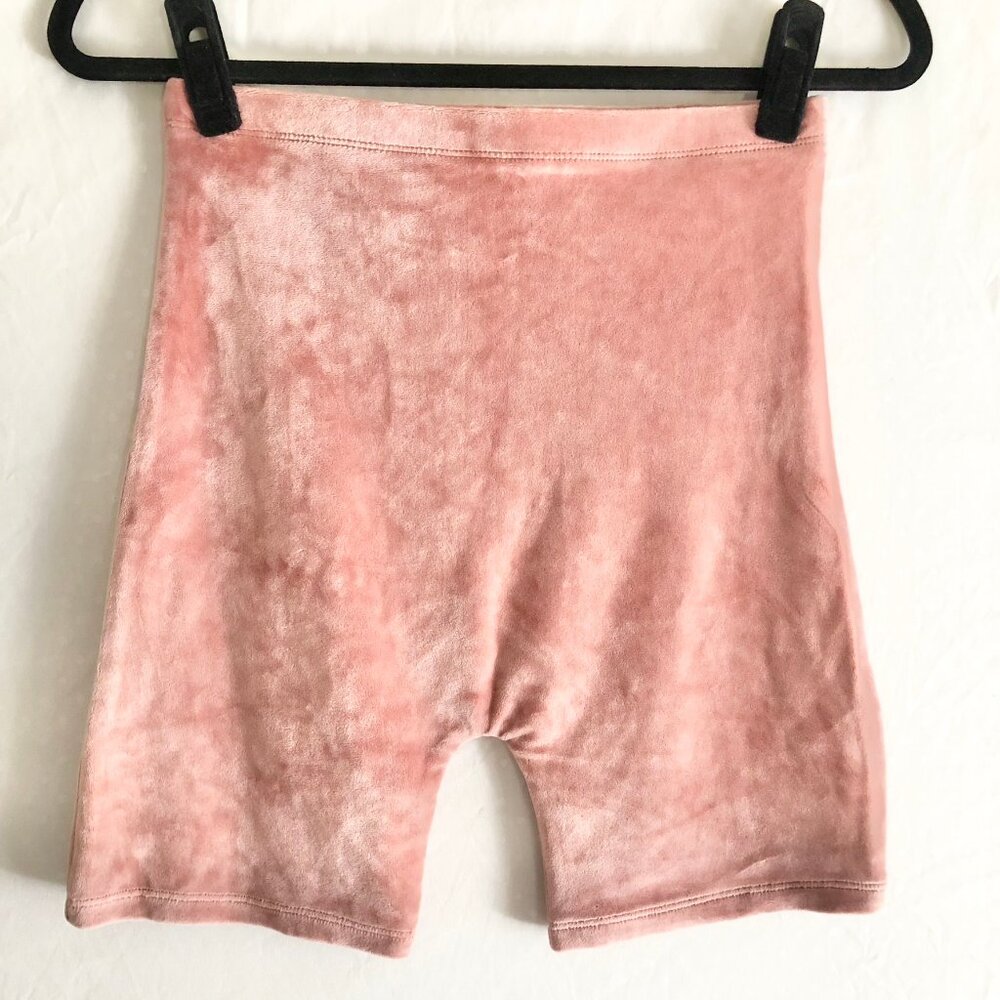 Velour Biker Shorts Coral Pink High Waist Size S or M - Picture 5 of 5